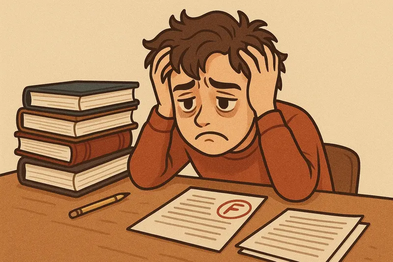 Stressed student overwhelmed with studying